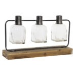 Cirelia – Vase Metall/Holz/Kristall, Schwarz/Natur – DKD Home Decor