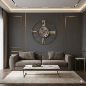 Braylia Wanduhr – Home Esprit (Ø 140 × 9 cm, Weiß/Gold, Metall, Zahnräder) – Bild 2