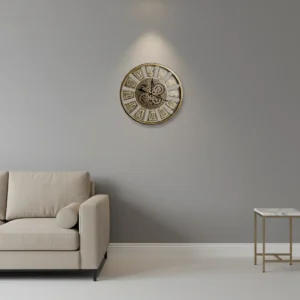Brivora Wanduhr – DKD Home Decor (Ø 72 × 8,5 cm, Weiß/Gold, Zahnräder) – Bild 2