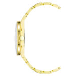 Elegante Nine West Damenuhr ( 34 mm) in Gold mit spritzwasserbeständigem Gehäuse und robustem Quarzwerk.