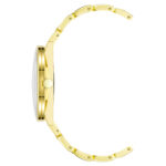 Elegante Nine West Damenuhr ( 34 mm) in Gold mit spritzwasserbeständigem Gehäuse und robustem Quarzwerk.