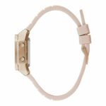 Guess Damenuhr (39 mm) in Gold und Rosa mit Edelstahlgehäuse und Silikonarmband, stilvolles Accessoire für jeden Anlass.