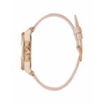 Guess Damenuhr (39 mm) mit rosa Lederarmband und Edelstahlgehäuse, elegantes Design für jeden Anlass.