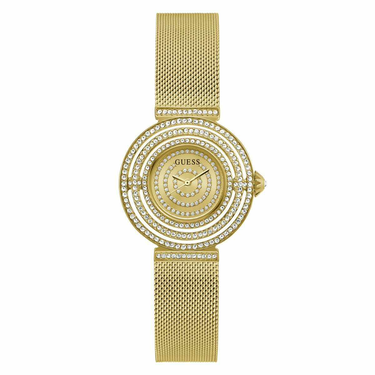 S0388831_0 Guess Damenuhr (36 mm) in gold mit Edelstahlarmband und Quarz-Uhrwerk, stilvolles Accessoire für jeden Anlass.