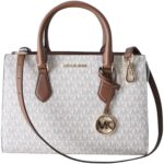 Tasche Beige Michael Kors aus hochwertigem Canvas-Stoff mit Reißverschluss und Markenetui, ideal für Damen.