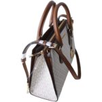 Tasche Beige Michael Kors aus hochwertigem Canvas-Stoff mit Reißverschluss und Markenetui, ideal für Damen.