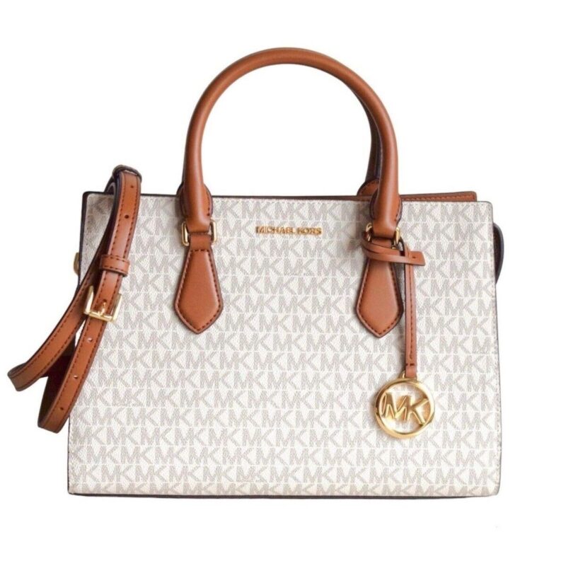 Tasche Beige Michael Kors aus hochwertigem Canvas-Stoff mit Reißverschluss und Markenetui, ideal für Damen.