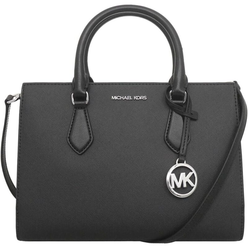 Tasche Schwarz Michael Kors aus hochwertigem Canvas-Stoff mit Reißverschluss und Markenetui.