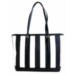 Elegante Handtasche Weiß Schwarz von Michael Kors aus hochwertigem Canvas-Stoff, ideal für jeden Anlass.