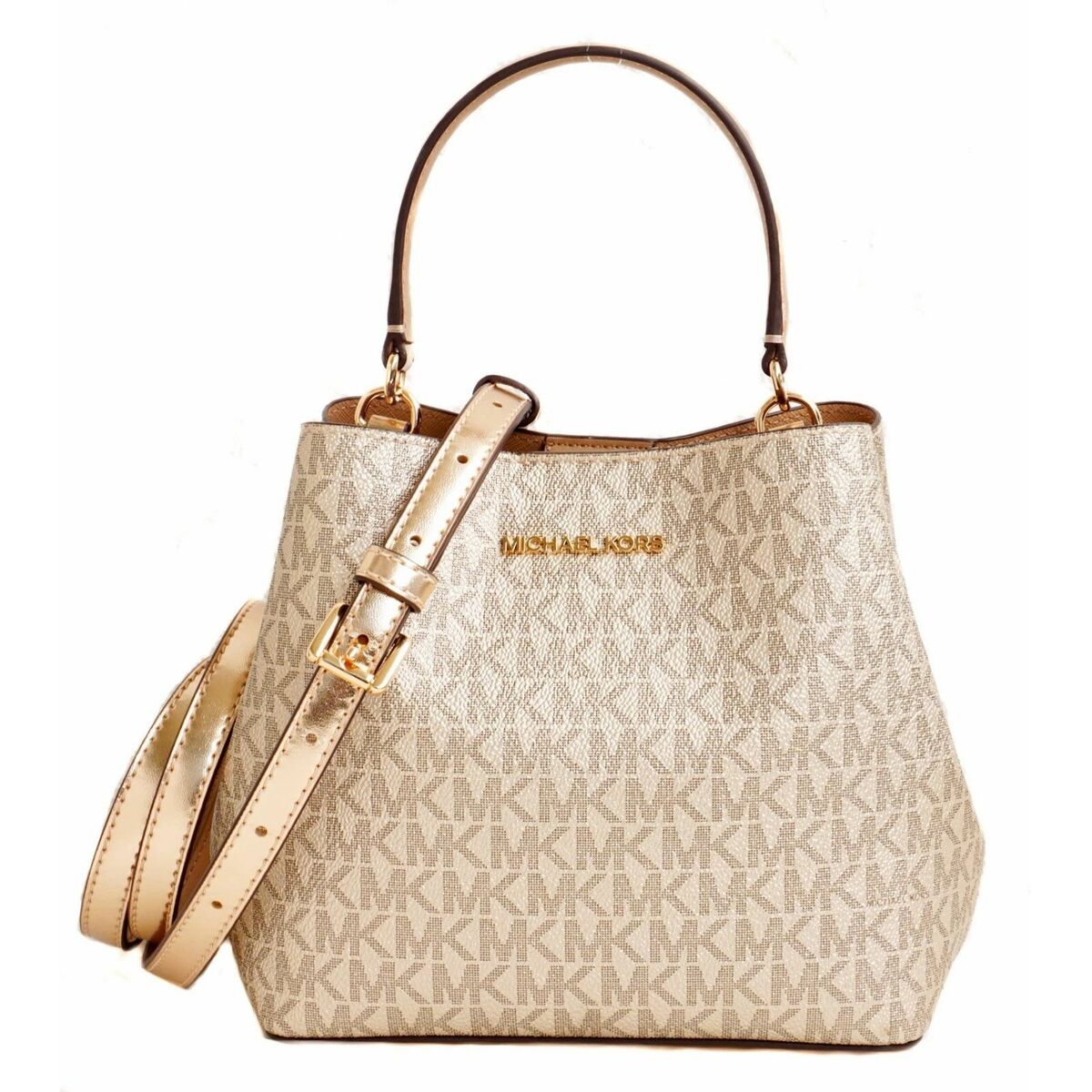 S0393367_0 Tasche Gold Michael Kors - elegante Umhängetasche aus hochwertigem Canvas-Stoff mit Reißverschluss und Markenetui.