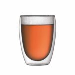 Kaffeebereiter Grau mit 8 Tassen von Bodum, elegantes Design aus Edelstahl und Borosilikatglas.