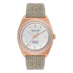 Jason Hyde Herrenuhr (Ø 40 mm) in Rotgold mit braunem Textilarmband und Edelstahlgehäuse.