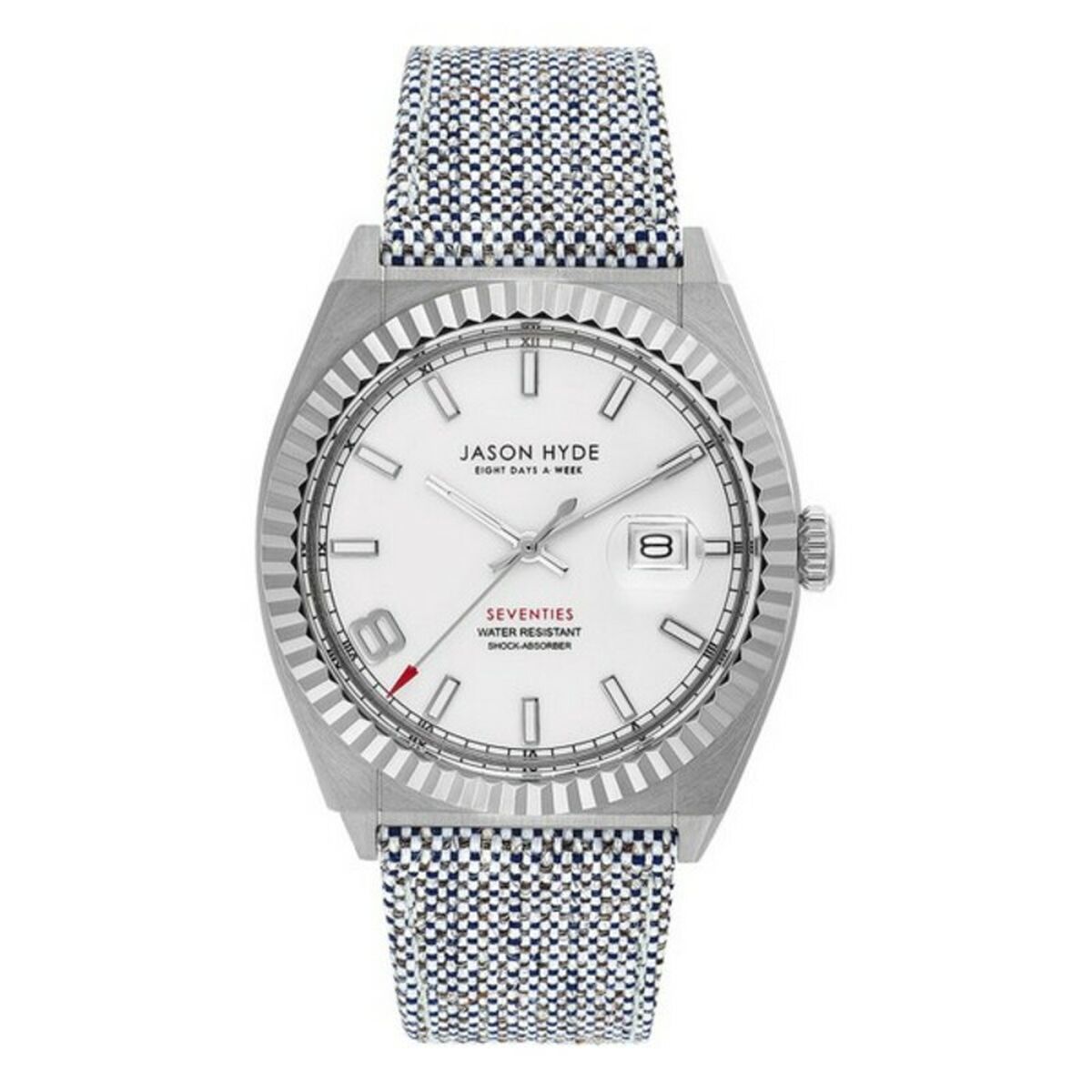 S0349486_0 Jason Hyde Herrenuhr (Ø 40 mm) in elegantem Grau mit robustem Edelstahlgehäuse und Textilarmband.