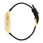 Elegante Adidas Damenuhr (39 mm) mit goldfarbenem Gehäuse und schwarzem Lederarmband.