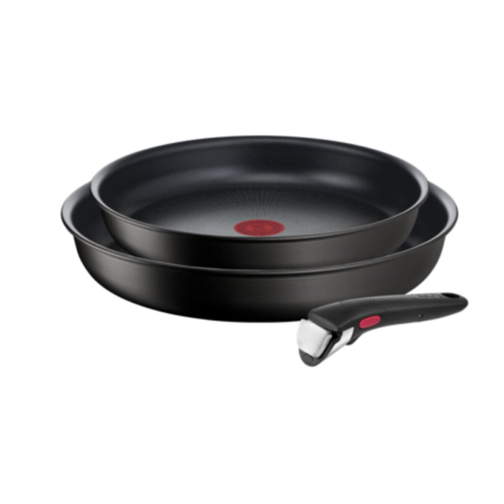 Pfanne-Set Schwarz Aluminium Tefal 2 Stück, ideal für vielseitiges Kochen mit Antihaftversiegelung und leicht zu reinigen.