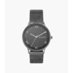 Skagen Herrenuhr (40 mm) in elegantem grauen Edelstahl-Design mit Quarzwerk und mineralischem Kristall.