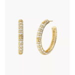 Elegante Damen Ohrringe von Michael Kors aus vergoldetem 925er Silber mit Zirkonia-Kristallen und MK-Logo.