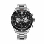 Timberland Herrenuhr (46 mm) aus Edelstahl mit grauem Zifferblatt und Armband, wasserdicht bis 5 atm.