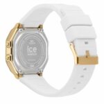Ice Damenuhr (34 mm) in elegantem Gold und Weiß mit Silikonarmband und Quarzwerk.