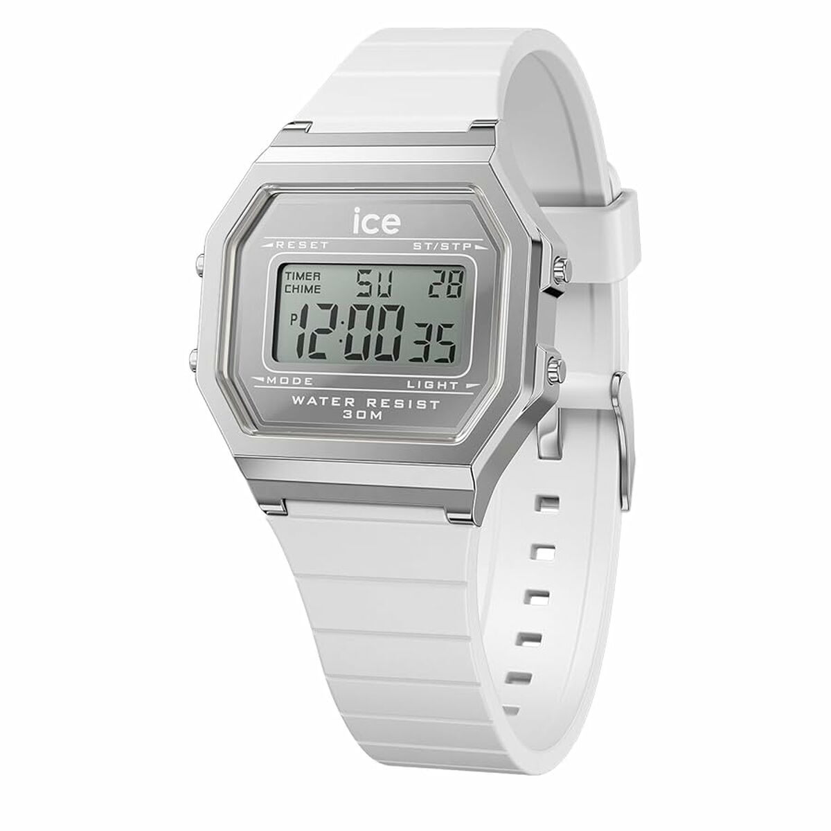 S0394154_0 Ice Damenuhr (32 mm) in Grau und Weiß mit Edelstahlgehäuse und Silikonarmband
