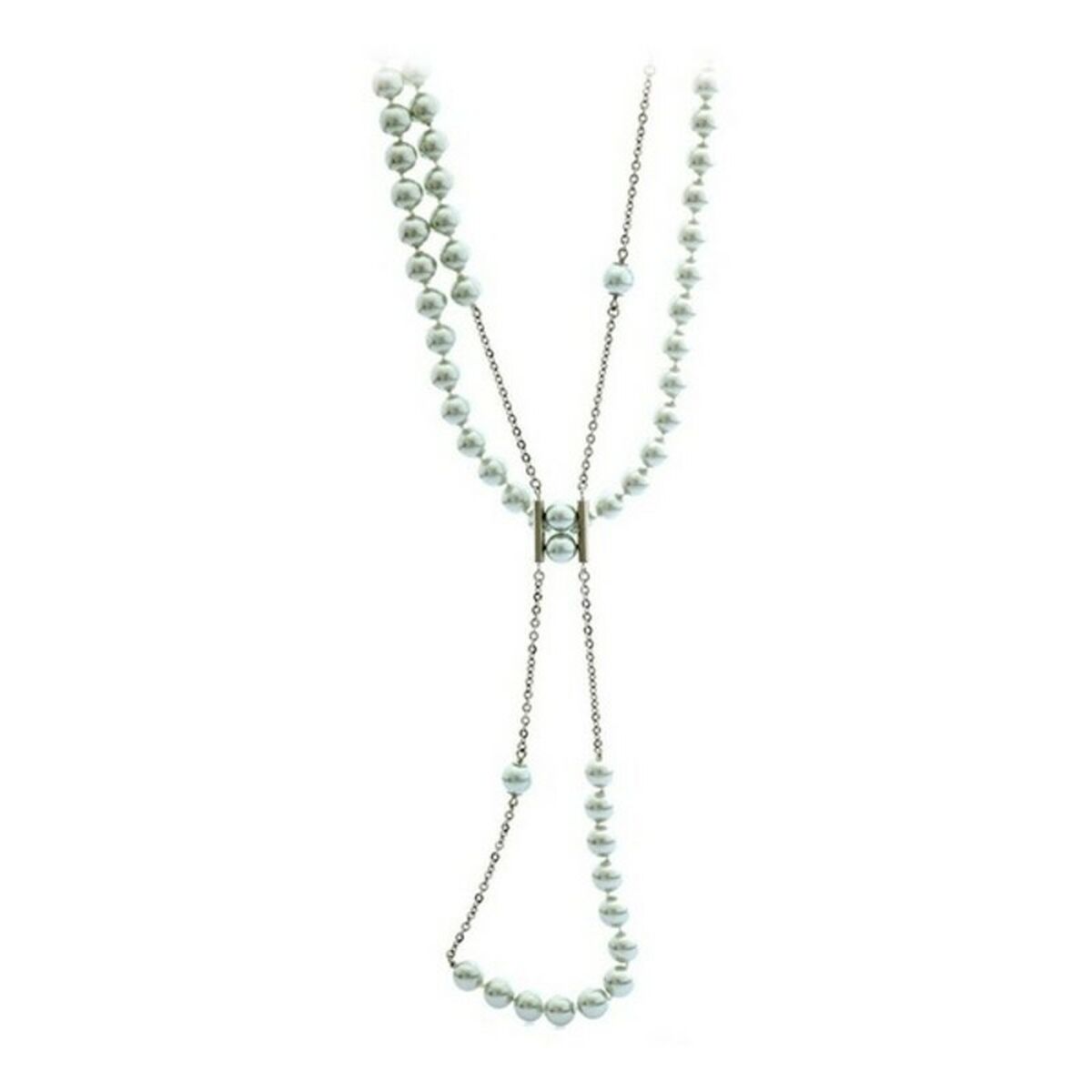 S0304785_0 Elegante Damen Halskette Misaki Silber im Lariat-Design mit schimmernden Perlen, gefertigt aus hochwertigem 925er Sterling Silber.