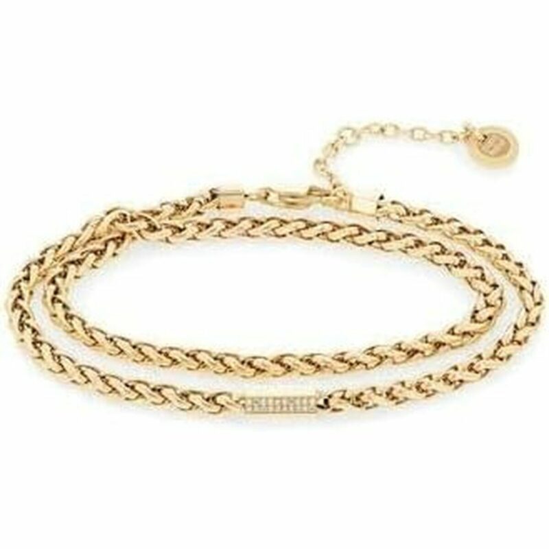 Damen-Armband von Tommy Hilfiger aus goldfarbenem Edelstahl, elegantes Design für jeden Anlass.