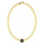 Elegante Damen Halskette Guess Gold aus Edelstahl mit geometrischem schwarzen Inlay, ideal für jeden Anlass.