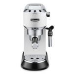 Kaffeebereiter Weiß DeLonghi - elegante Kaffeepresse aus Metall und Edelstahl für aromatischen Kaffee.