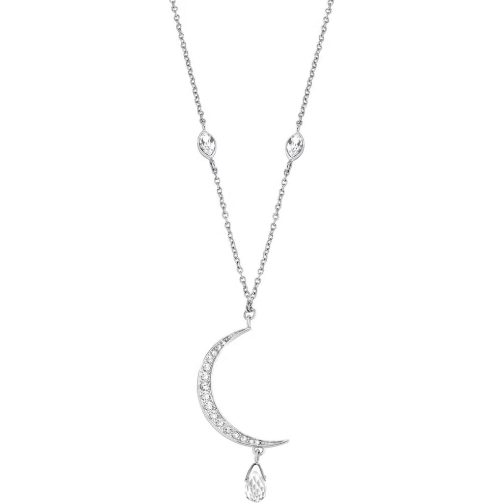 Elegante Damen Halskette Morellato Silber aus 925er Sterlingsilber mit Mondsichel und Zirkonia-Kristallen.