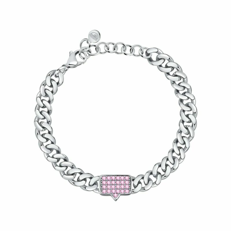 Damen-Armband Chiara Ferragni aus Edelstahl in Silber/Weiß mit Zirkonia-Kristallen und Herz-Akzent.