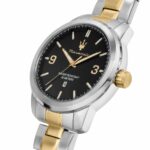 Maserati Herrenuhr (44 mm) mit Edelstahlgehäuse und schwarzem Zifferblatt, stilvolles Accessoire für jeden Anlass.