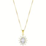 Elegante Damen Halskette Amen Gold aus 925er Silber mit Zirkonia im Halo-Design, ideal für festliche Anlässe.