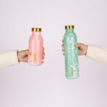 Thermosflasche Rosa Milan aus Edelstahl, stilvolles Design für heiße und kalte Getränke.