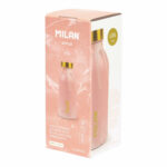 Thermosflasche Rosa Milan aus Edelstahl, stilvolles Design für heiße und kalte Getränke.