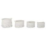 DekoKorb-Set DKD Home Decor in Weiß und Schwarz, 4 Stücke, Boho-Design aus Baumwolle.