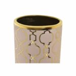 Vase Porzellan Rosa Gold mit orientalischem Design und verchromten Akzenten von DKD Home Decor