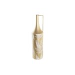 Vase Gold Metall Creme mit tropischem Pflanzenblatt-Design von DKD Home Decor, 81 cm hoch, stilvolles Wohnaccessoire