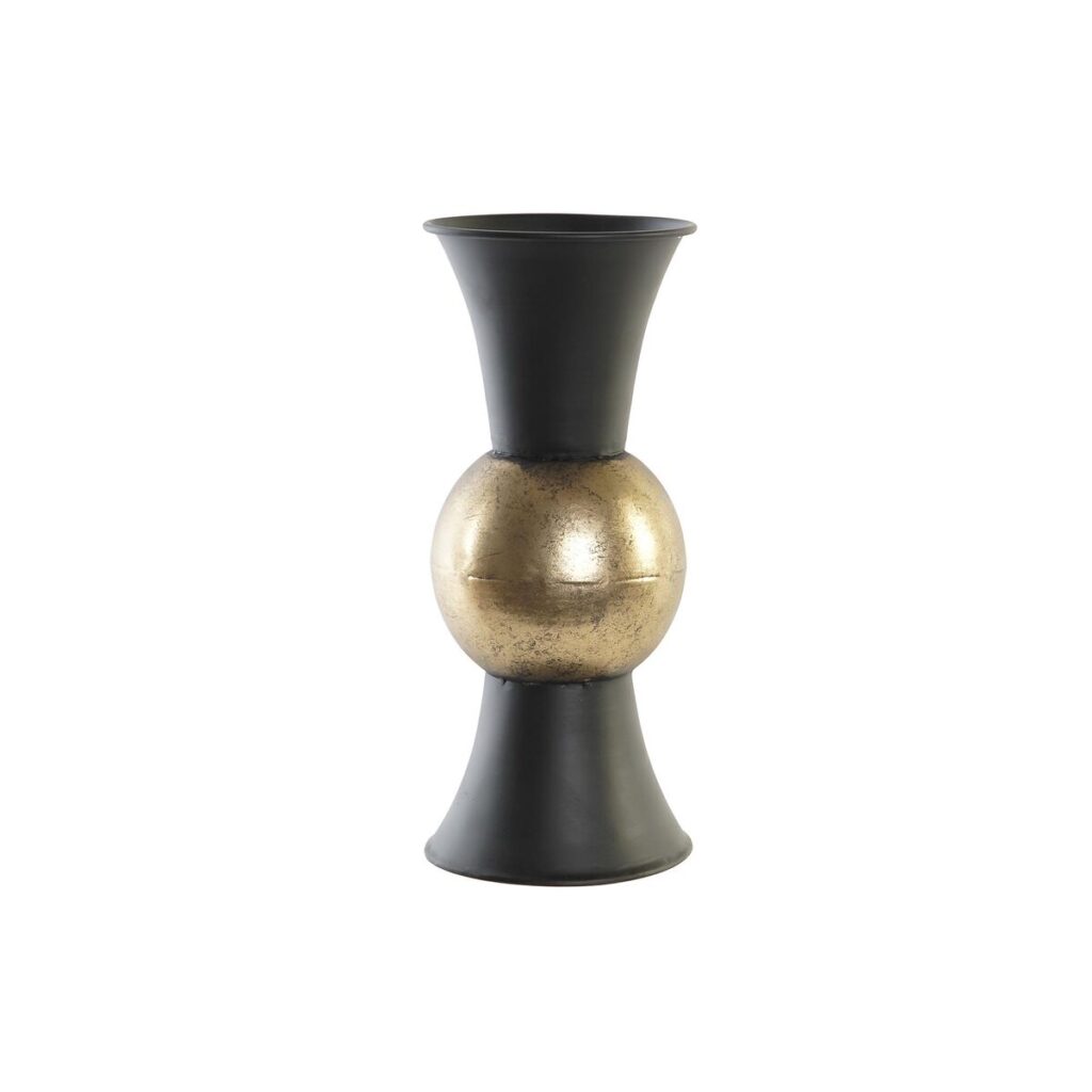 Vase Schwarz Metall Kupfer Vintage von DKD Home Decor, 14 x 14 x 32 cm, elegantes Wohnaccessoire
