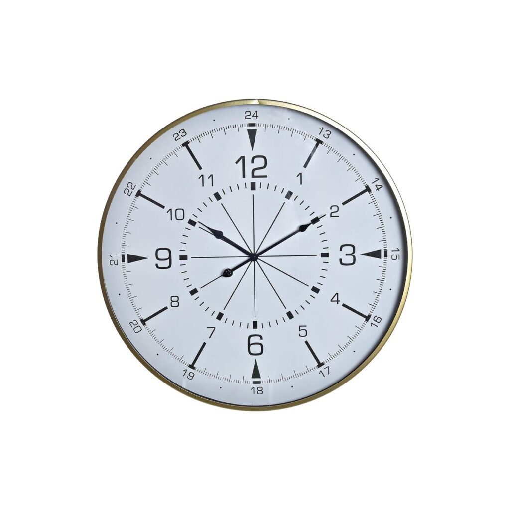 Wanduhr Kristall Gold Metall in Weiß mit Kompass-Design von DKD Home Decor, 60 cm Durchmesser.