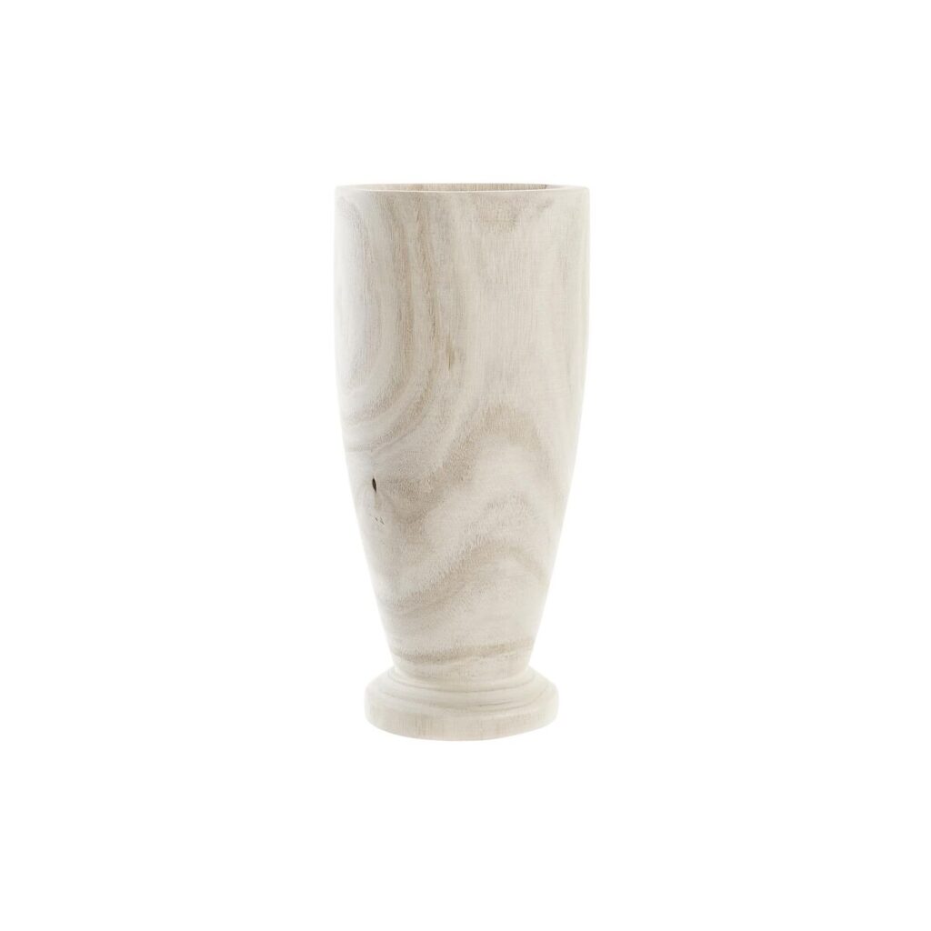Vase Braun Natur DKD aus Paulonia-Holz, 25 cm hoch, stilvolles Wohnaccessoire für natürliche Dekoration.
