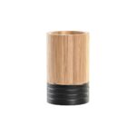 Zahnbürstenhalter aus Bambus von DKD Home Decor, schwarz, 7 x 7 x 11 cm, stilvolles Badezimmeraccessoire