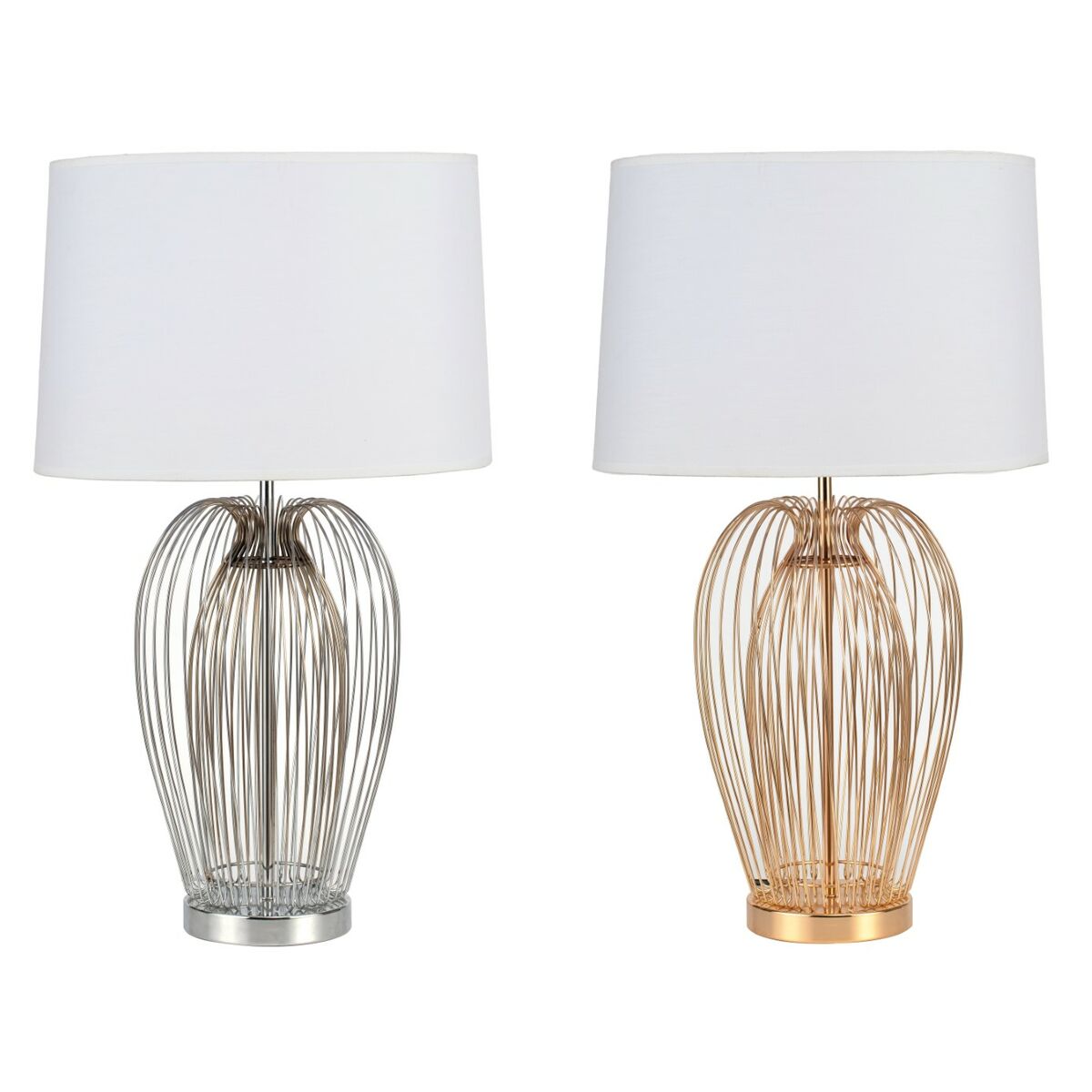 S3040008_0 Tischlampe Metall Weiß DKD in Weiß, modernes Design, 2 Stück, ideal für stilvolle Beleuchtung in jedem Raum.