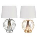 Tischlampe Metall Weiß DKD Home Decor, 2 Stück, elegante Beleuchtung für jeden Raum