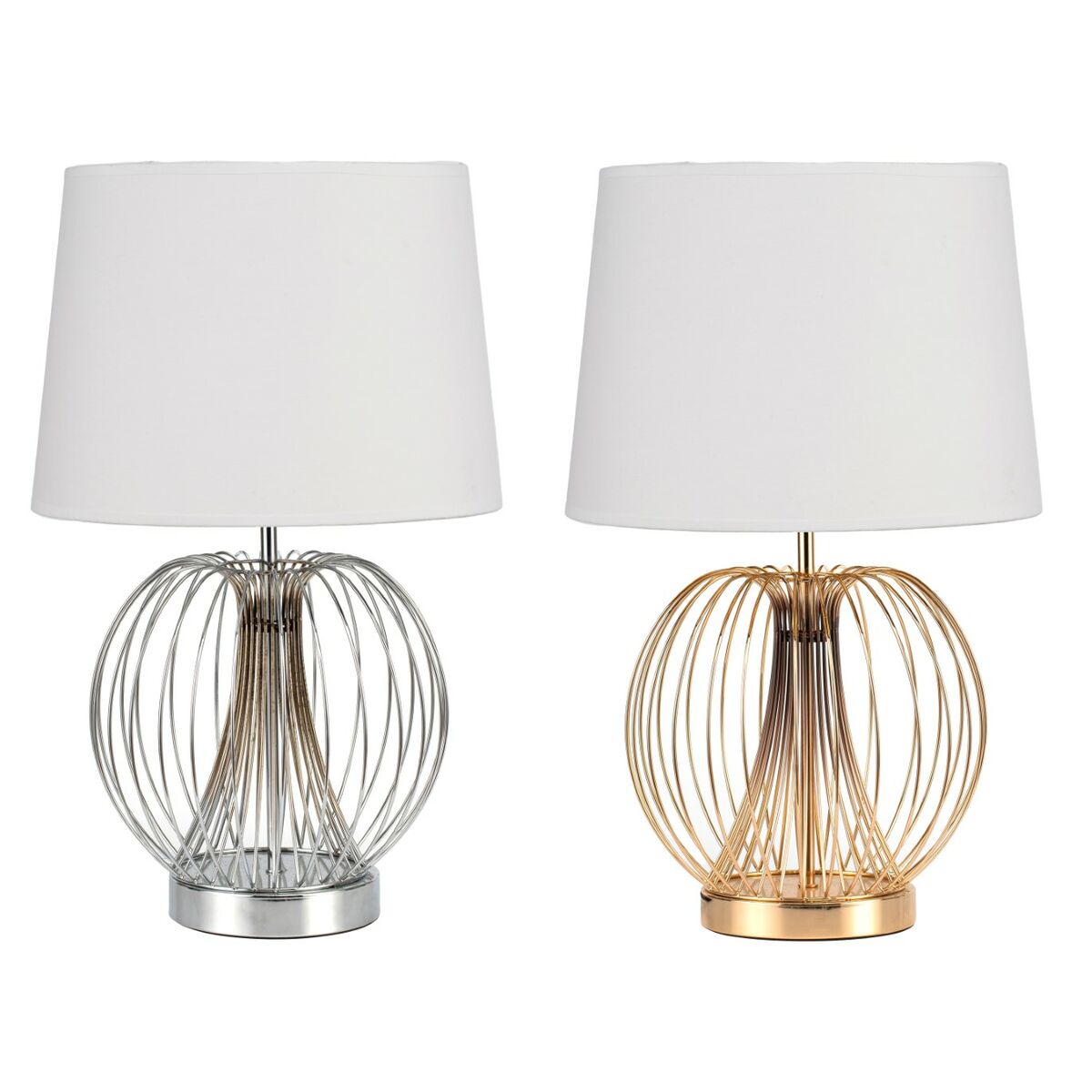 S3040009_0 Tischlampe Metall Weiß DKD Home Decor, 2 Stück, elegante Beleuchtung für jeden Raum