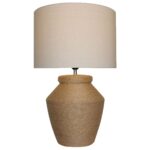 Tischlampe Braun Beige DKD Home Decor aus Dolomit und Leinen, 38 x 38 x 60 cm, elegantes Design für jeden Raum.