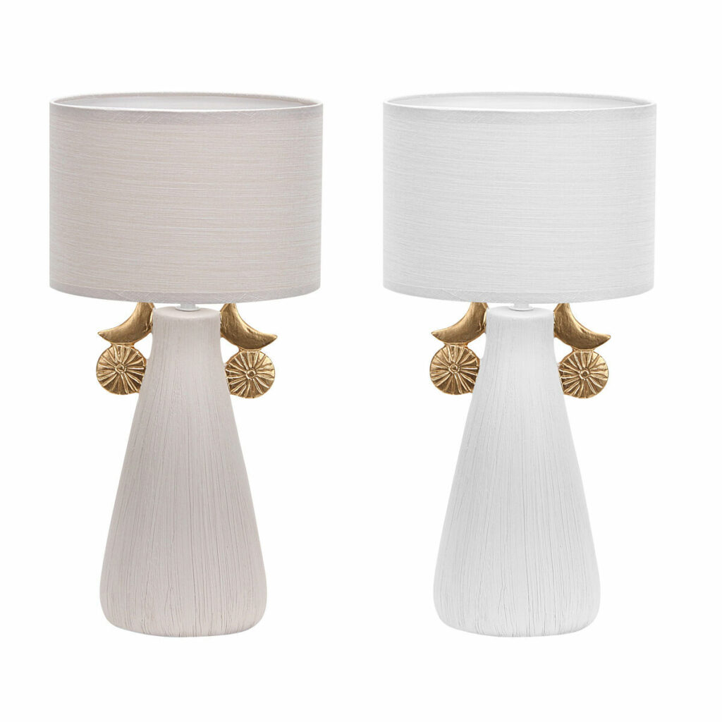 Tischlampe aus Keramik Polyester im 2er Set von DKD Home Decor, modernes Design, ideal für stilvolle Wohnräume.