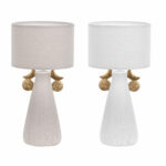 Tischlampe aus Keramik Polyester im 2er Set von DKD Home Decor, modernes Design, ideal für stilvolle Wohnräume.