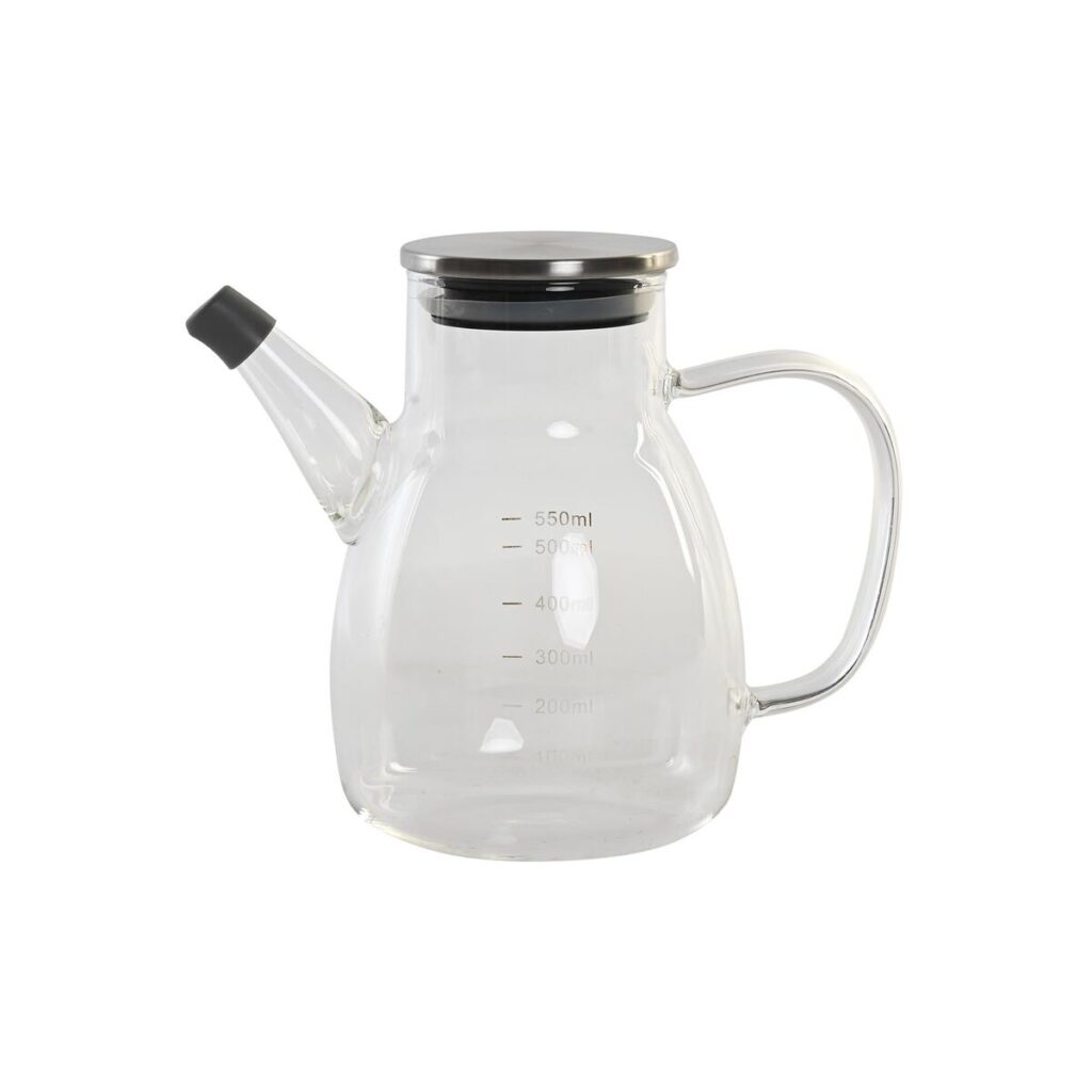 Ölfläschchen 550 Ml Silberfarben aus Edelstahl und Borosilikatglas von DKD Home Decor, ideal für die moderne Küche.