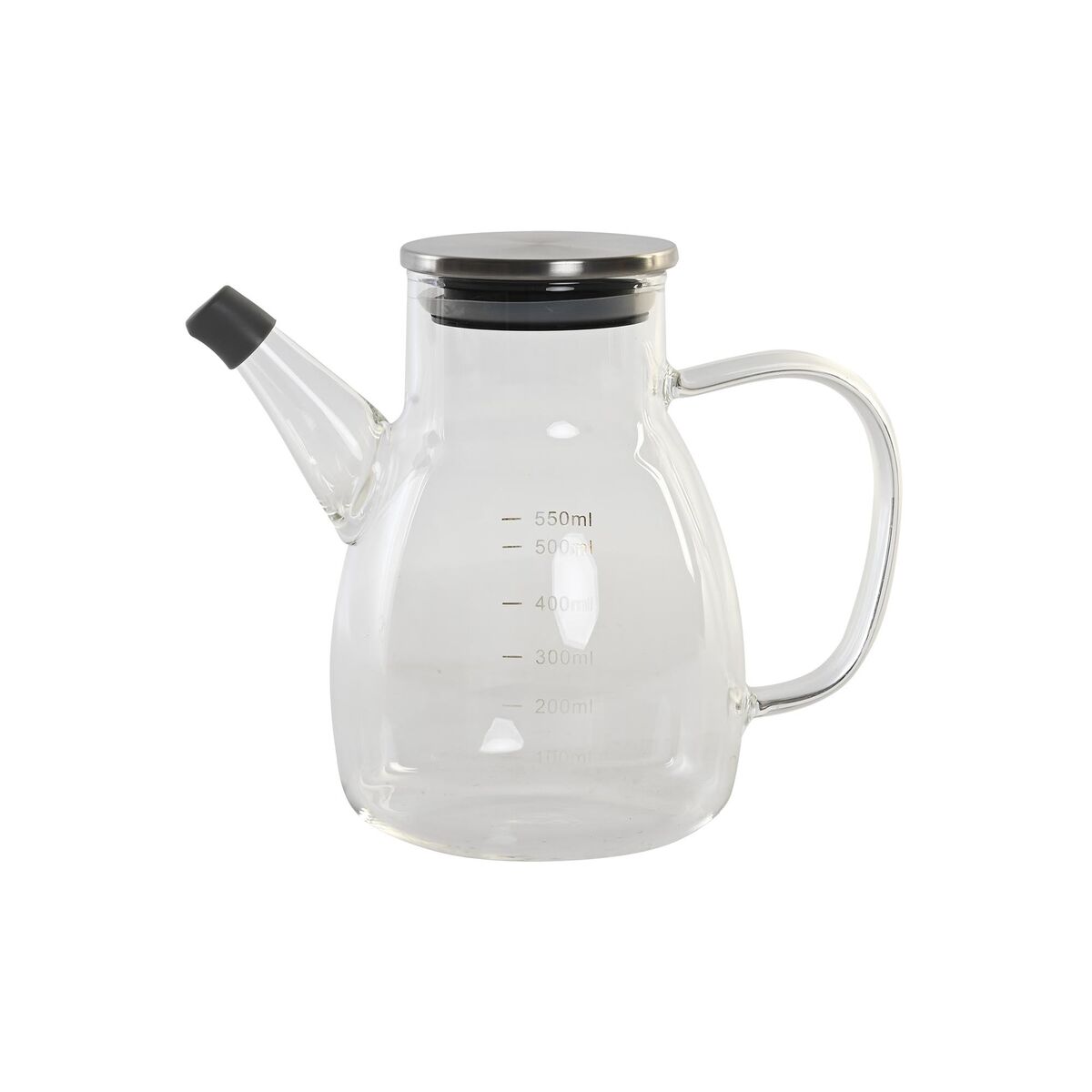 S3041379_0 Ölfläschchen 550 Ml Silberfarben aus Edelstahl und Borosilikatglas von DKD Home Decor, ideal für die moderne Küche.