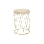Beistelltisch Natur Metall Creme Rattan von DKD Home Decor, elegantes Design, 35 x 35 x 49 cm, ideal für moderne Wohnräume.
